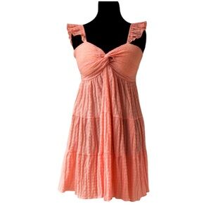 Peach Ruffled Strap Sundress